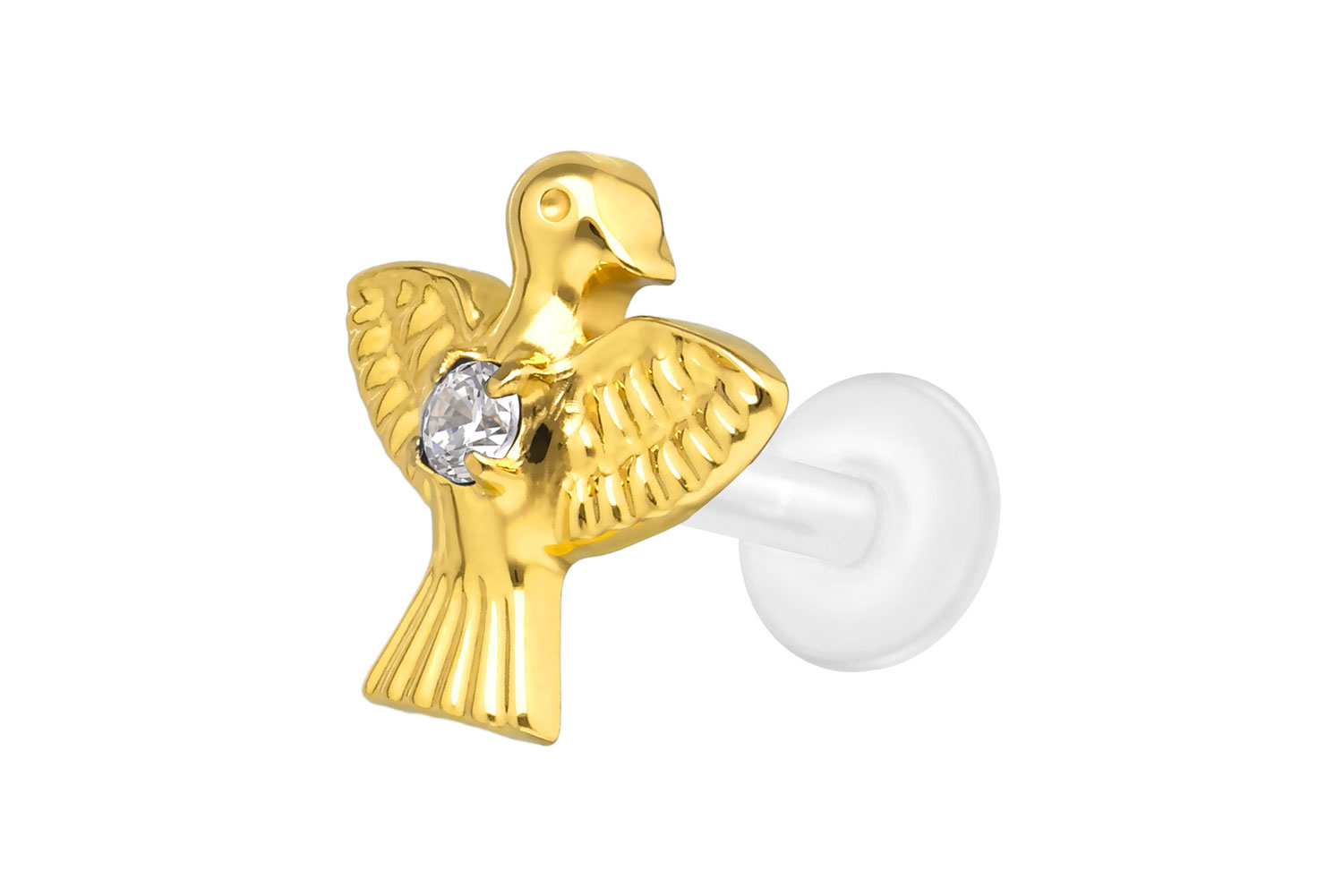 PTFE Labret Piercing mit Innengewinde + Titan-Aufsatz TAUBE